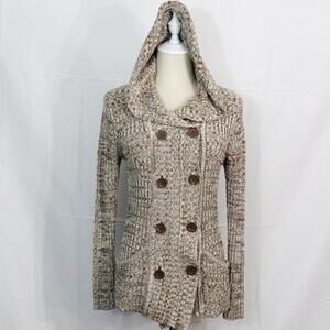 Effeci Double Breasted Knit Sweater with Hood Size M